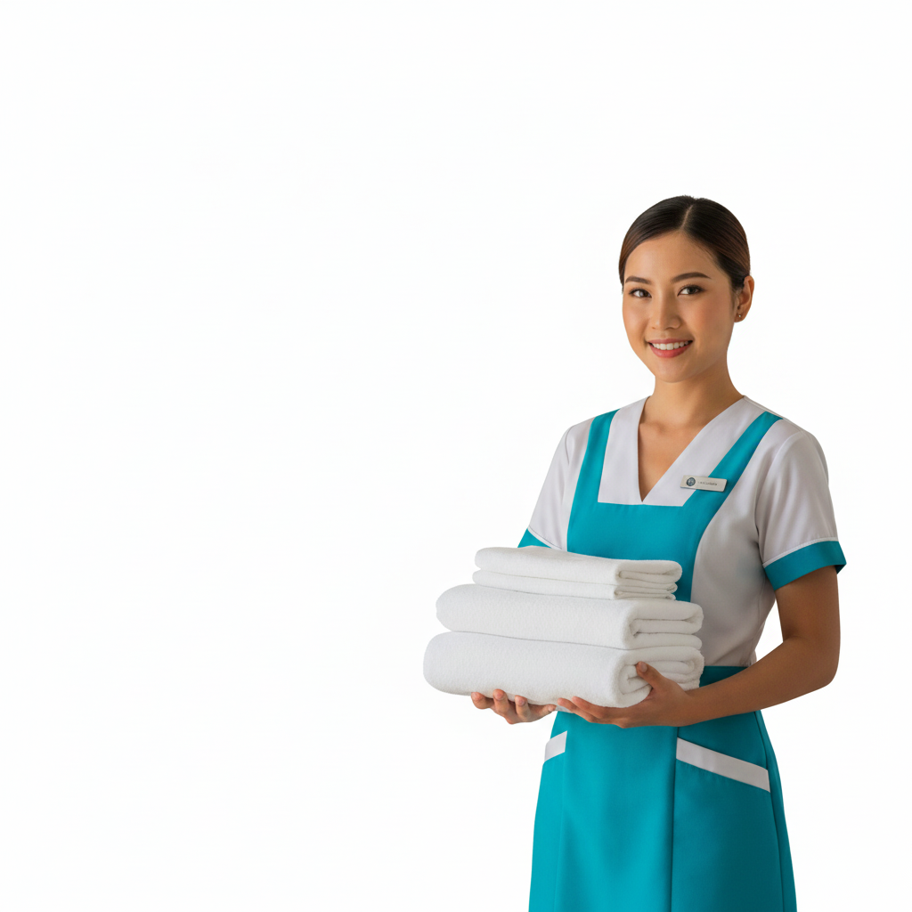 Room attendant in Greece